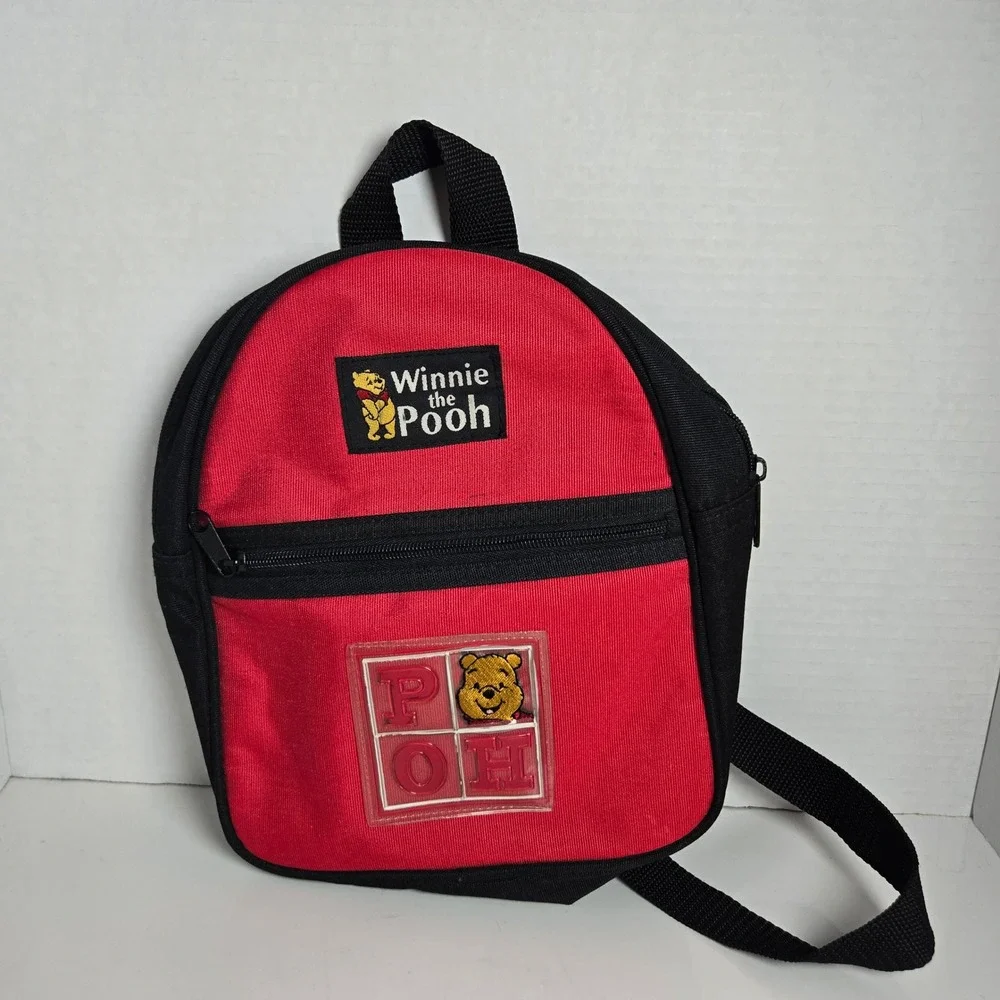 Disney Winnie The Pooh Vintage 90s Red Black Mini Backpack 10